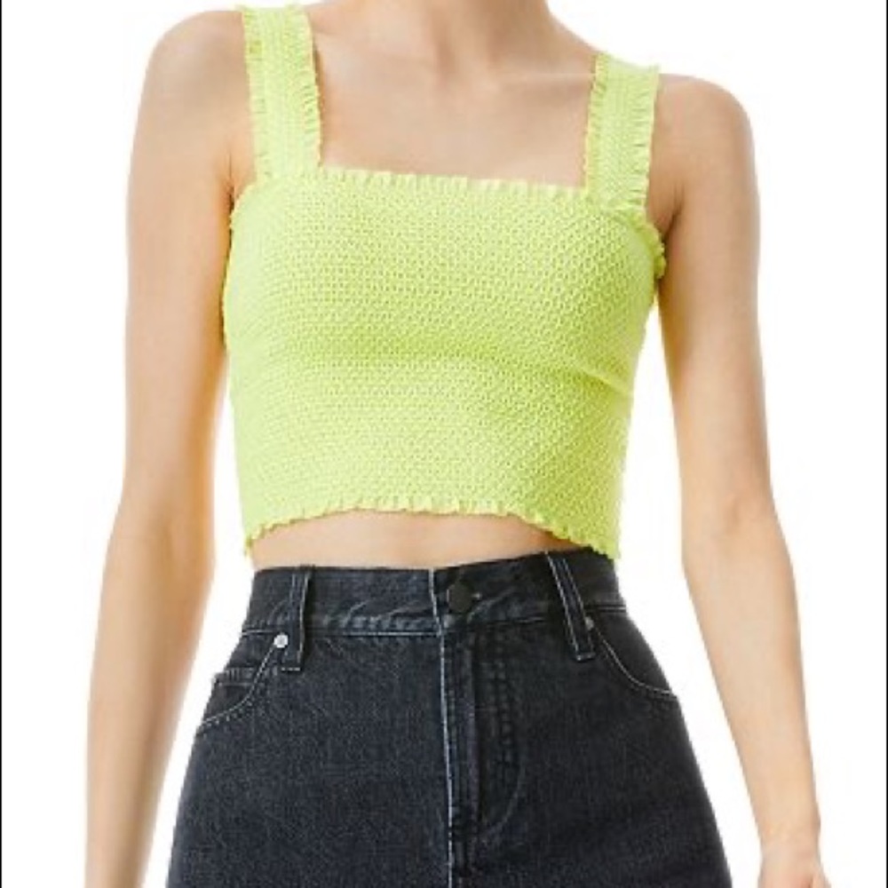 Alice & Olivia Smocked Cropped Tank NWT